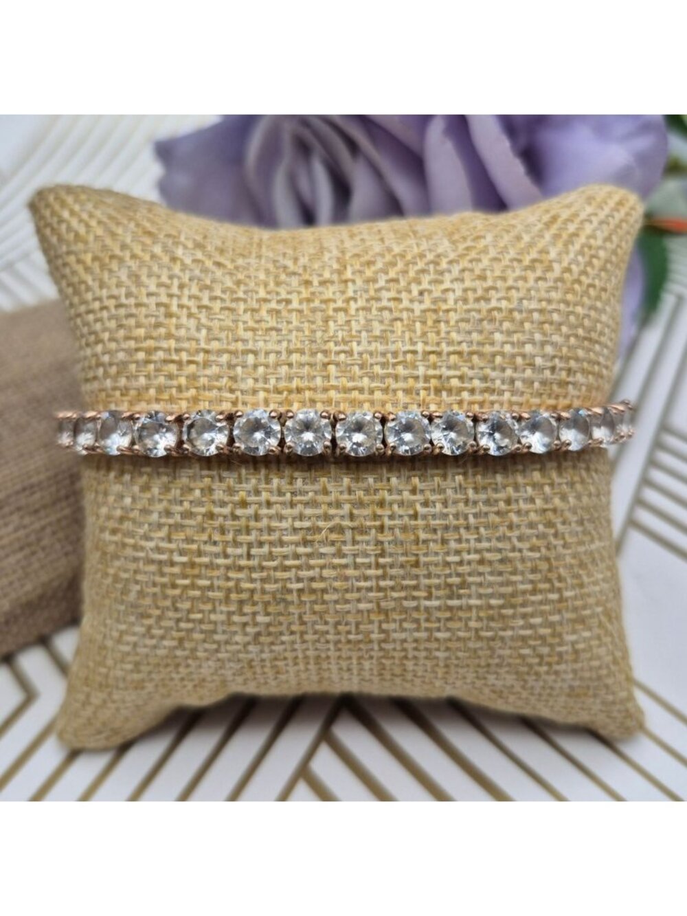 VTG JCM Jacmel Rose Gold Tone Crystal CZ 8" Tennis Bracelet Classic Sparkle